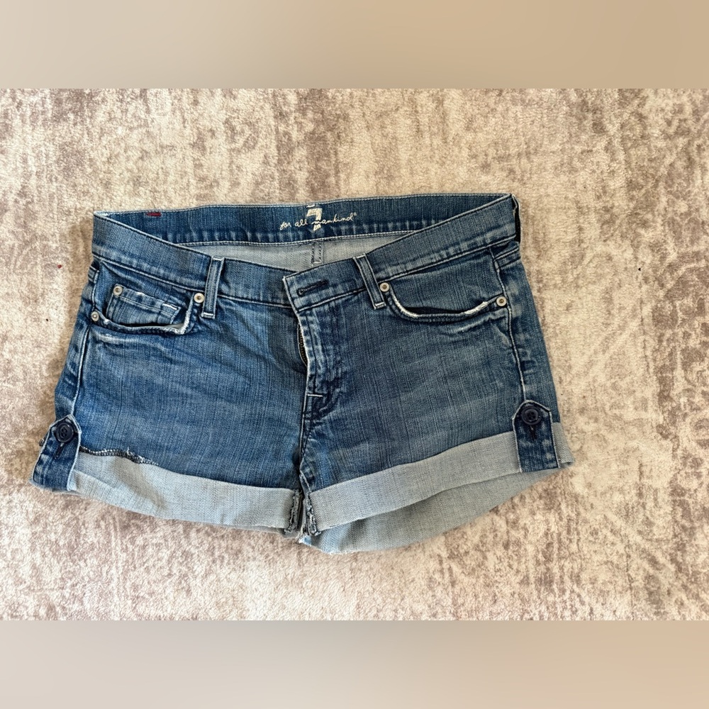 7 for All Mankind Women's Blue Denim Shorts